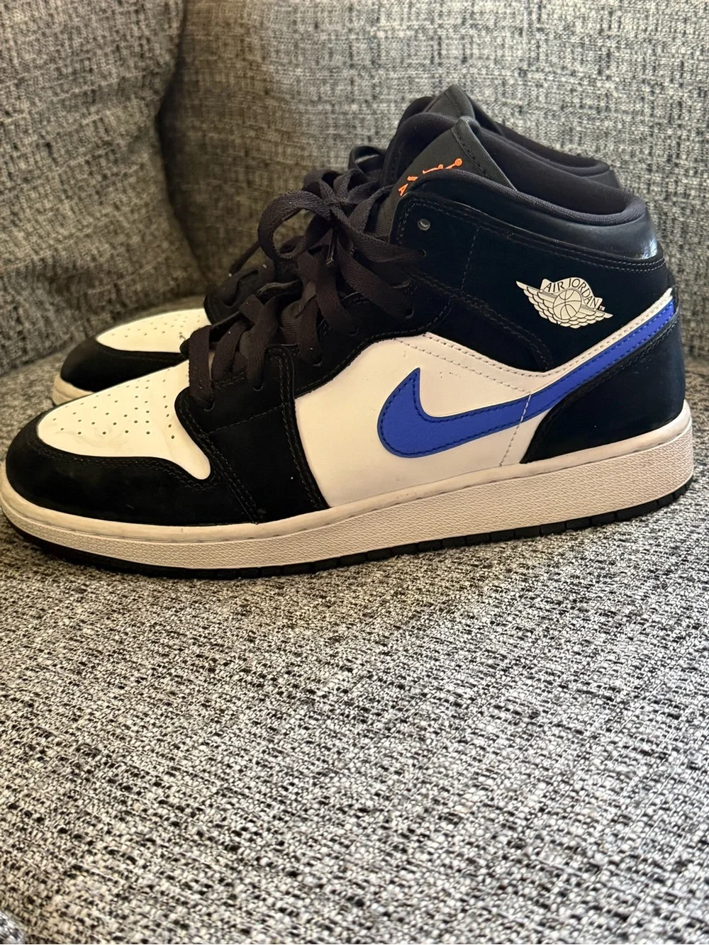 Nike Air Jordan 1 Mid Black White Purple Swoosh
